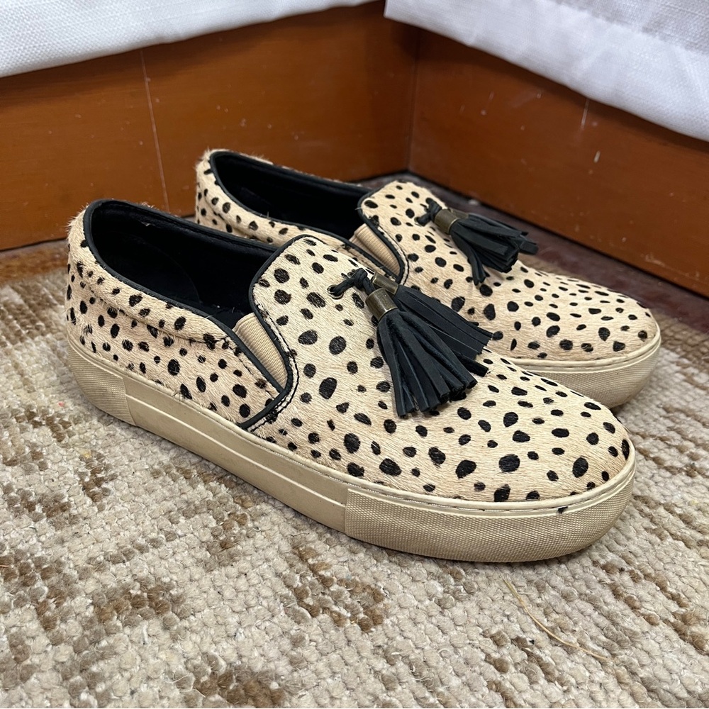 Latigo Fitz Calf Hair Cheetah Tassel Slip On Platform Sneakers